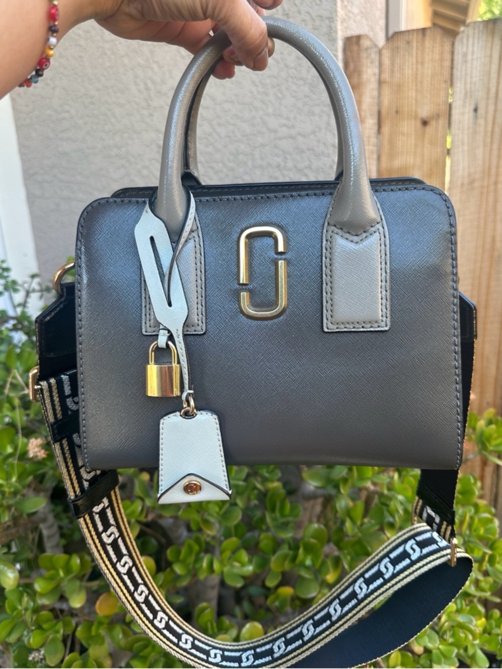 MARC JACOBS Two-Tone Gray Mini Satchel/crossbody (missing key)